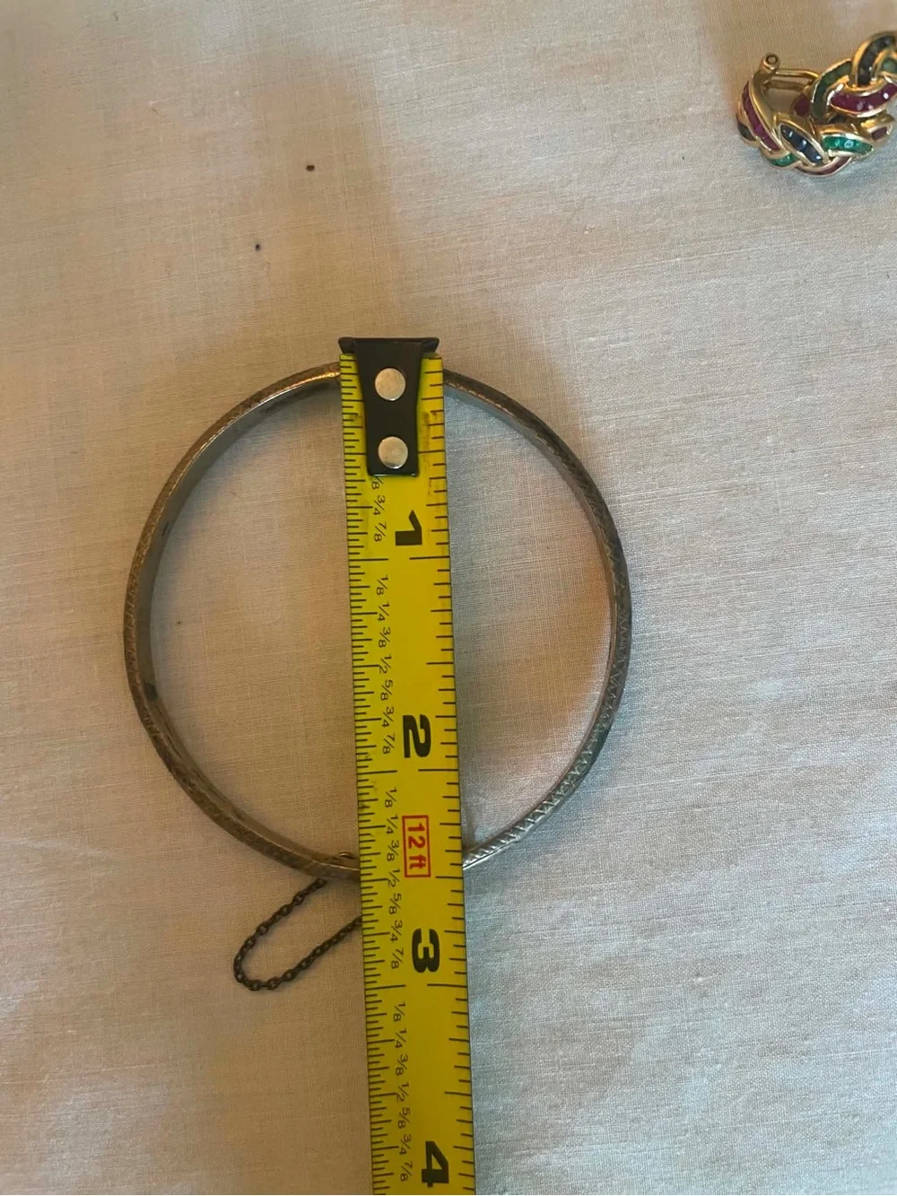 Sterling Silver Hinged Bangle Bracelet with Safety Chain